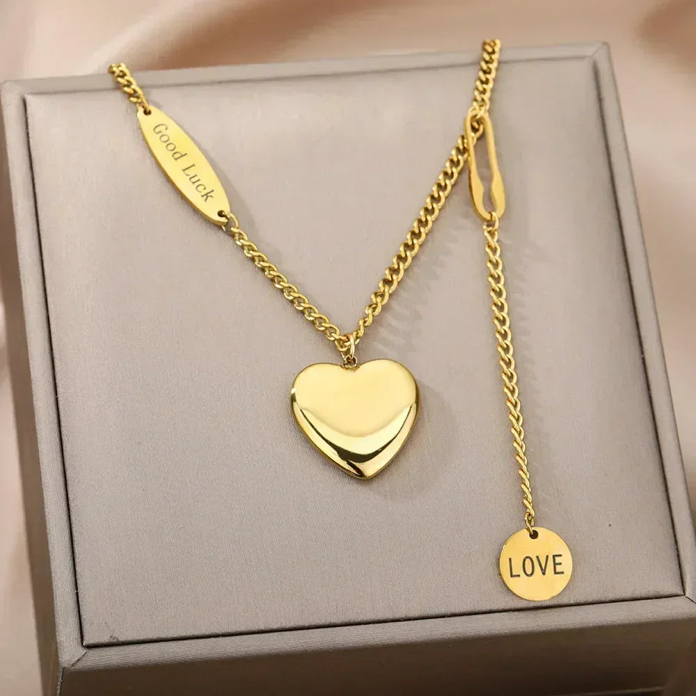 316L Stainless Steel Layered Heart Necklace