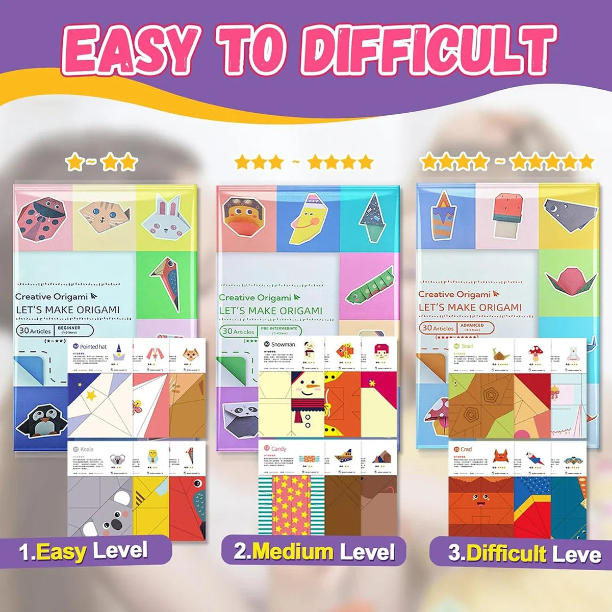 Kids’ Origami Paper Craft Kit, 30/96 Sheets