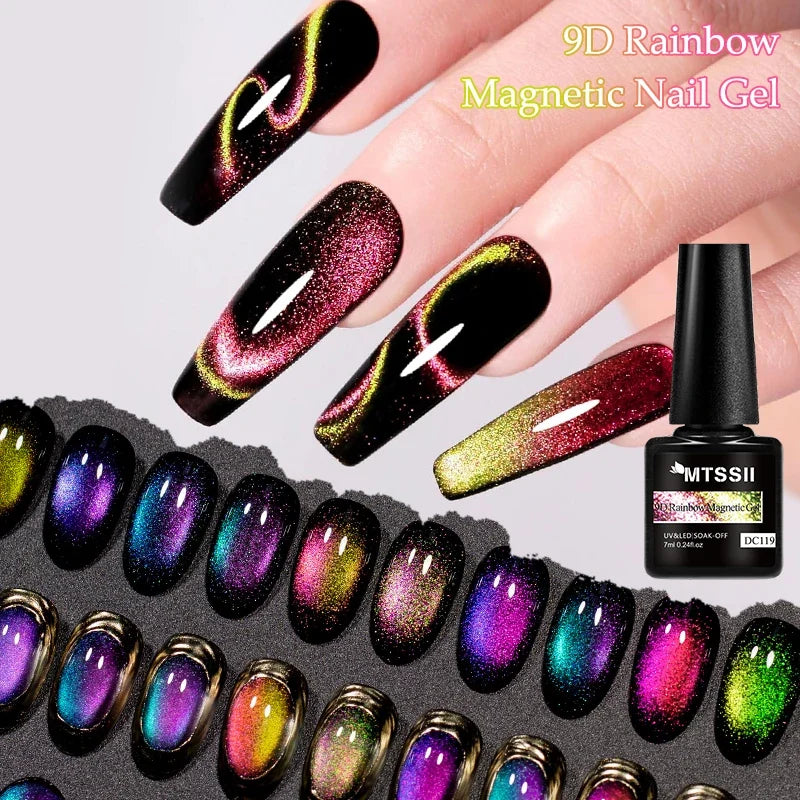 9D Rainbow Cat-Eye Magnetic Gel Nail Polish