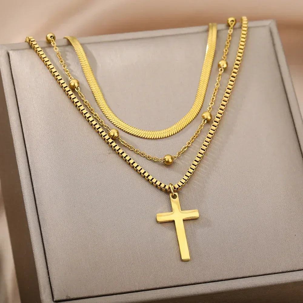 316L Stainless Steel Layered Heart Necklace