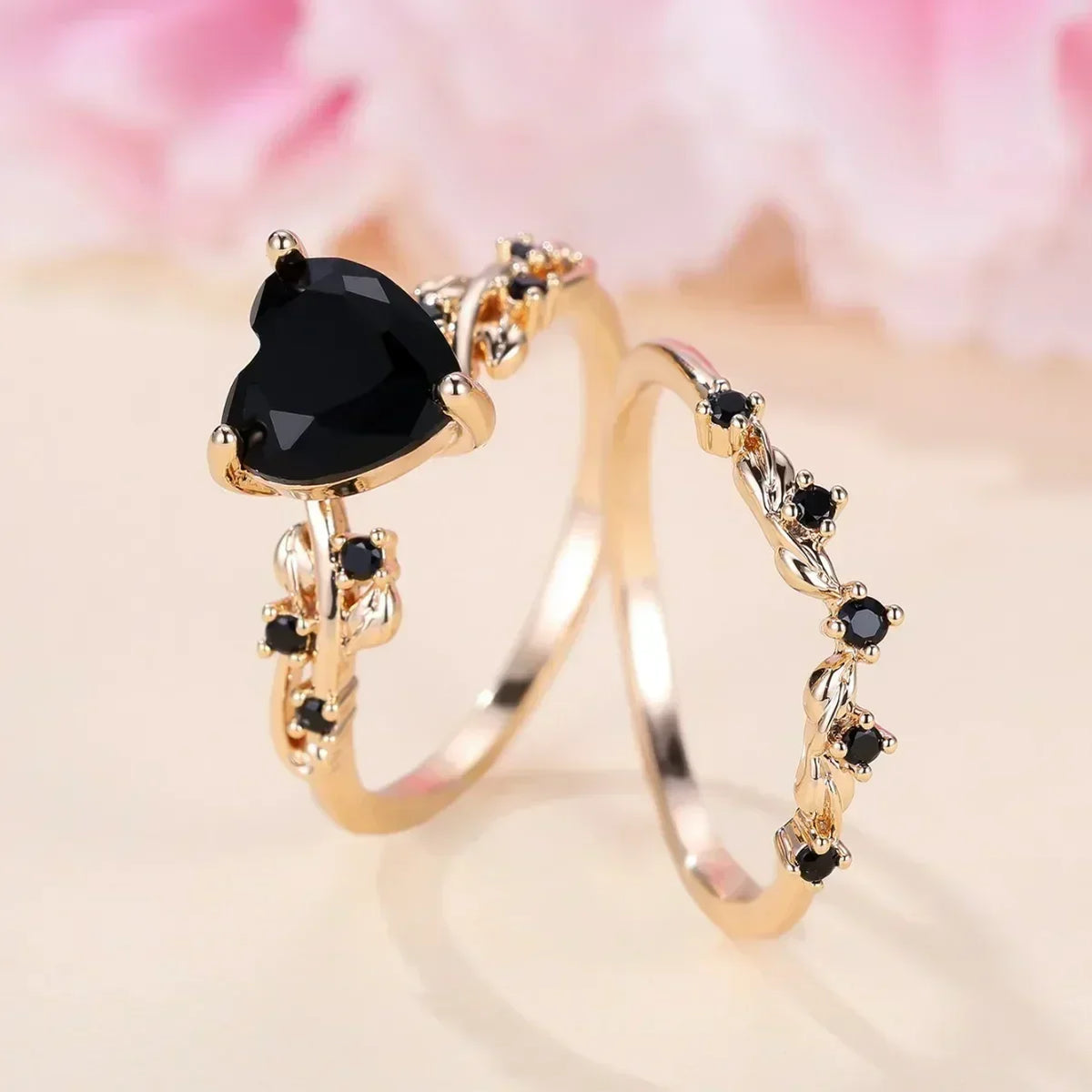 Heart-Shaped Stone Ring Set