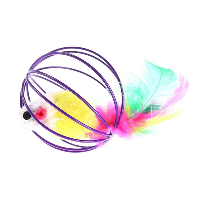 1 Pcs Cat Toy Stick Feather Wand with Bell Mouse Cage Toys Plastic Artificial Colorful Cat Teaser Toy Pet