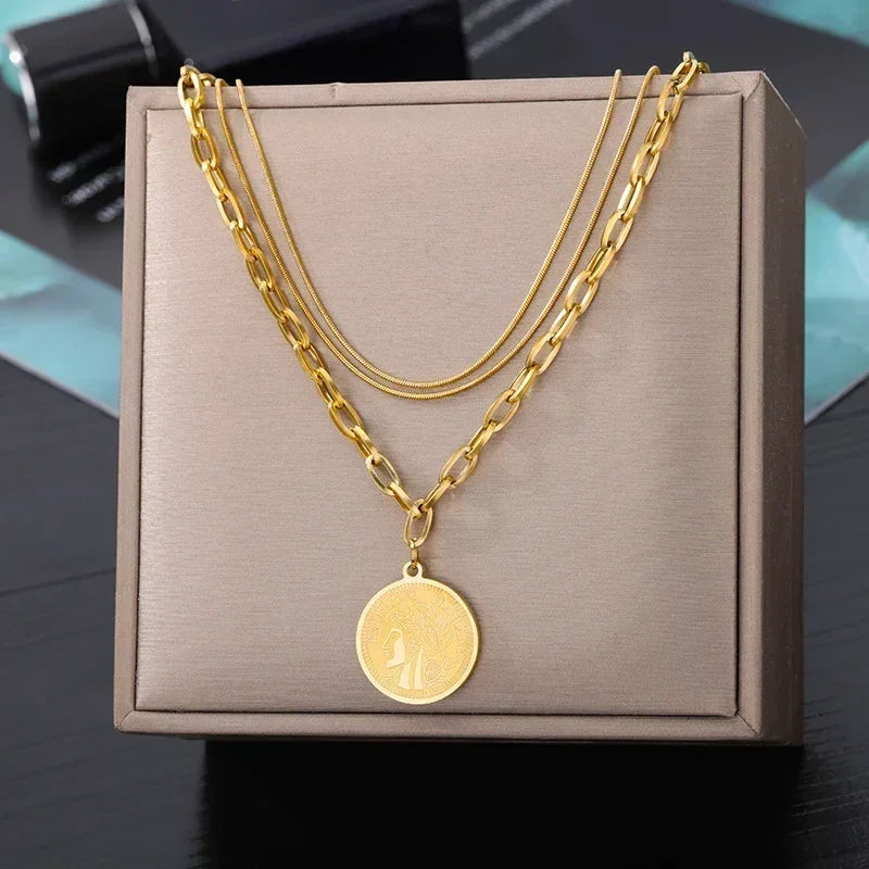 316L Stainless Steel Layered Heart Necklace