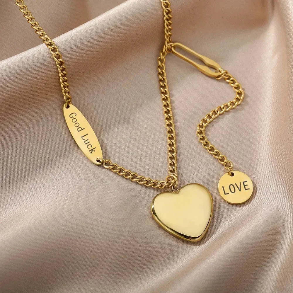 316L Stainless Steel Layered Heart Necklace