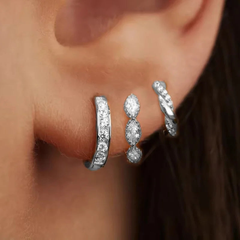 Three-Piece Stainless Steel Hoop & Stud Earring Set