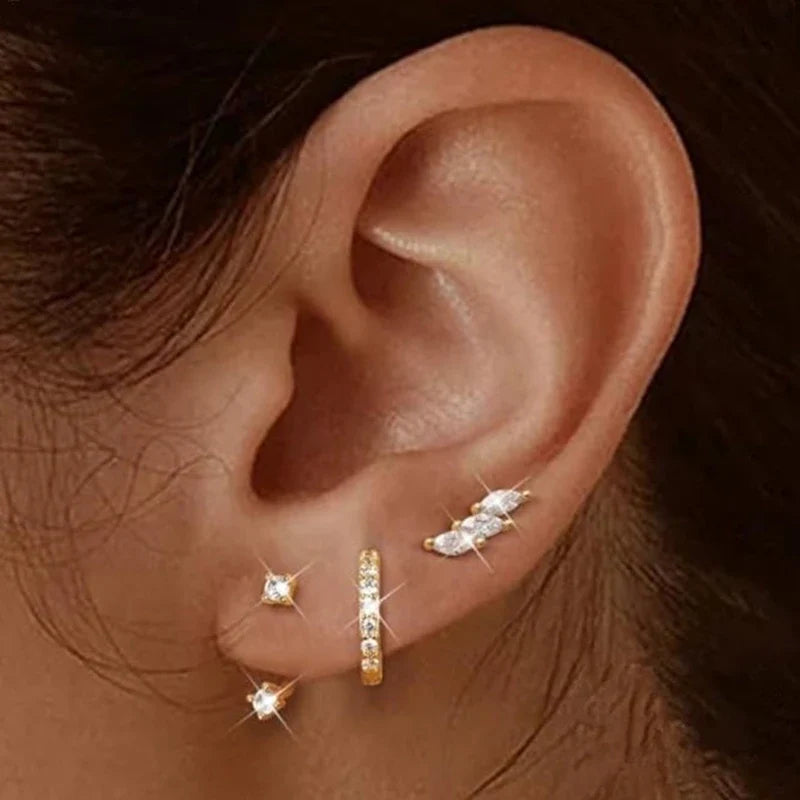Three-Piece Stainless Steel Hoop & Stud Earring Set