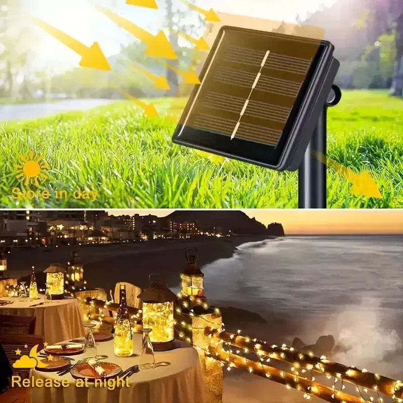 Solar-Powered Outdoor LED String Lights — 50–300 LEDs