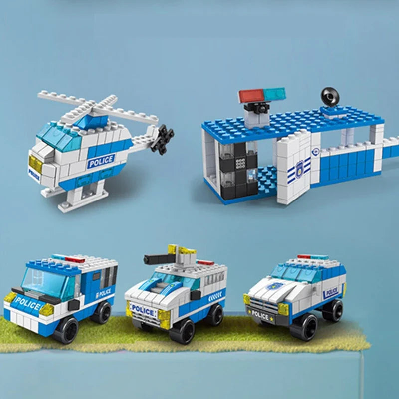 6-in-1 Police, Fire & Construction Building Blocks