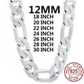 Men's 12mm 925 Sterling Silver Chain Necklace