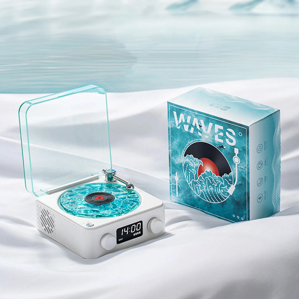 Record Player-Style Bluetooth Speaker with Ambient Lights