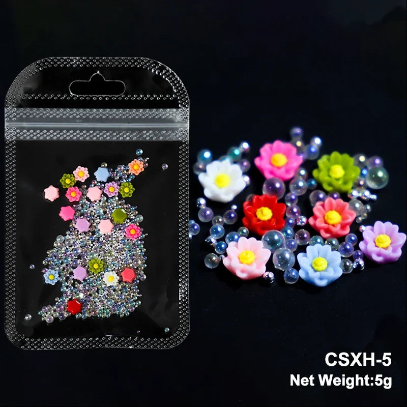 Acrylic Flower Nail Art Decorations, 5 g