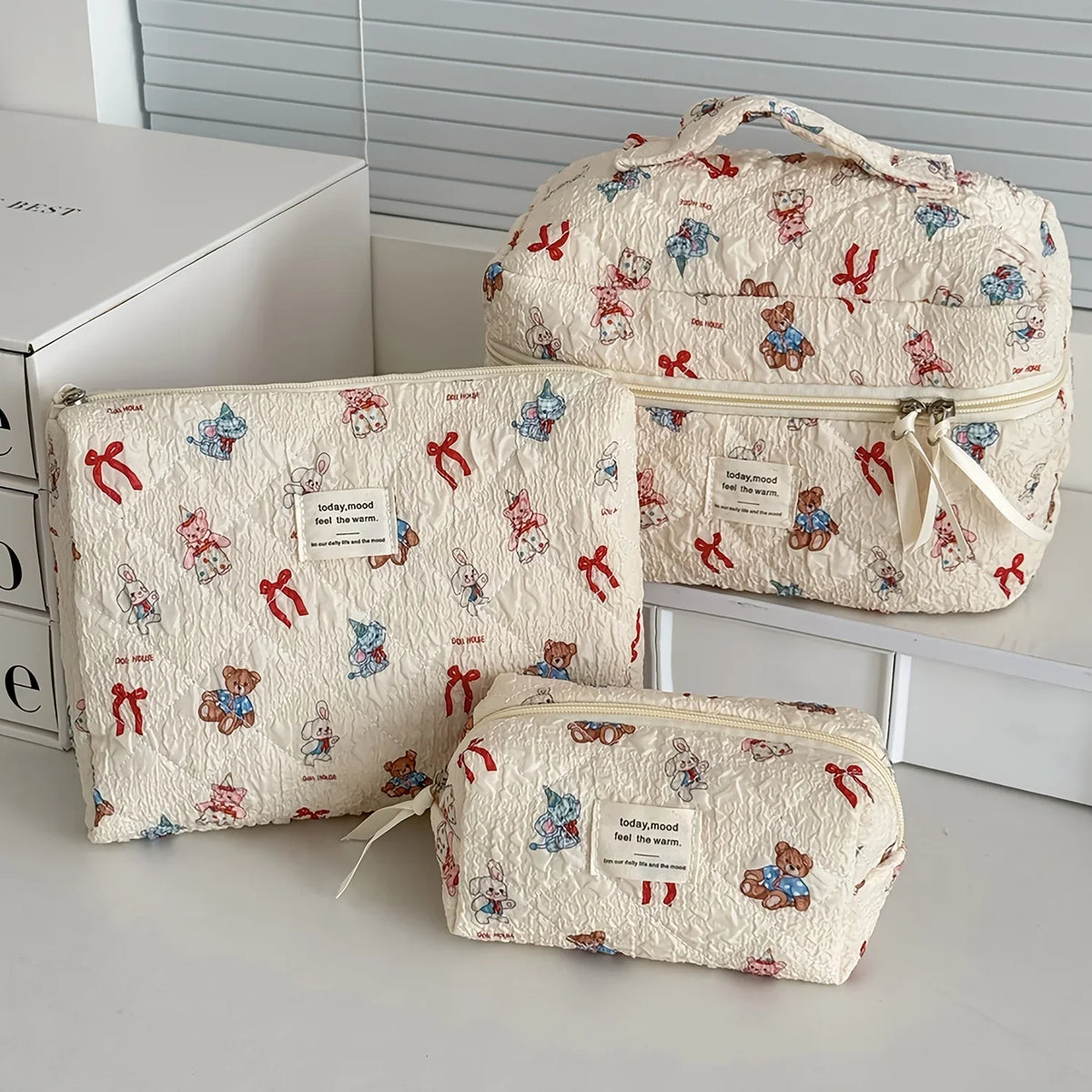 Quilted Cotton Makeup Bag