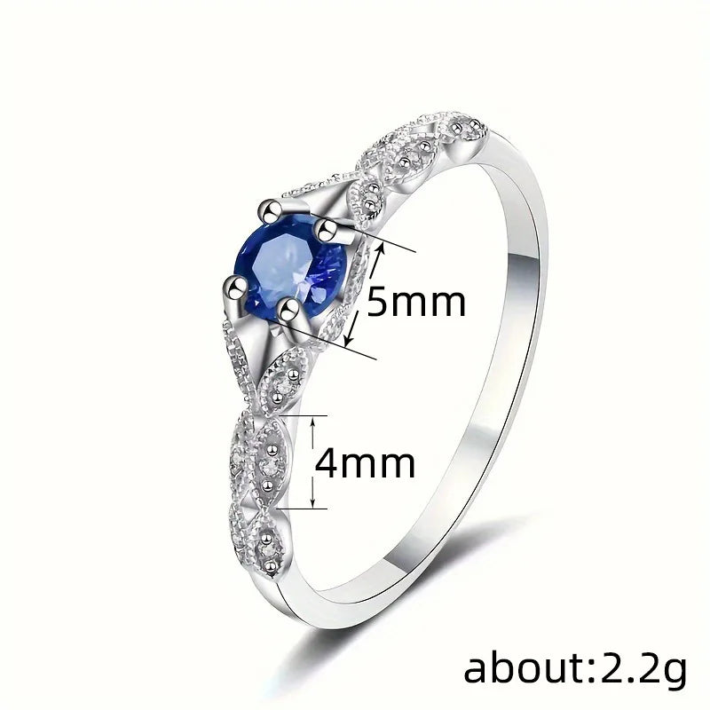 925 Sterling Silver Amethyst-Color Zirconia Ring