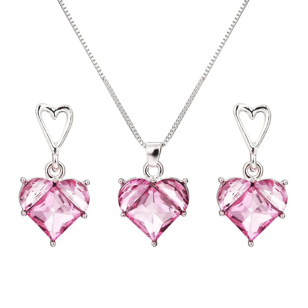 Three-Piece Pearl-Look Heart Jewelry Set