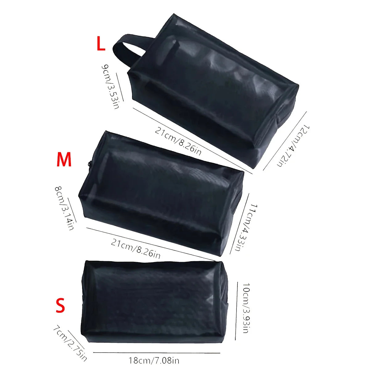 Black Mesh Travel Toiletry & Cosmetic Bag