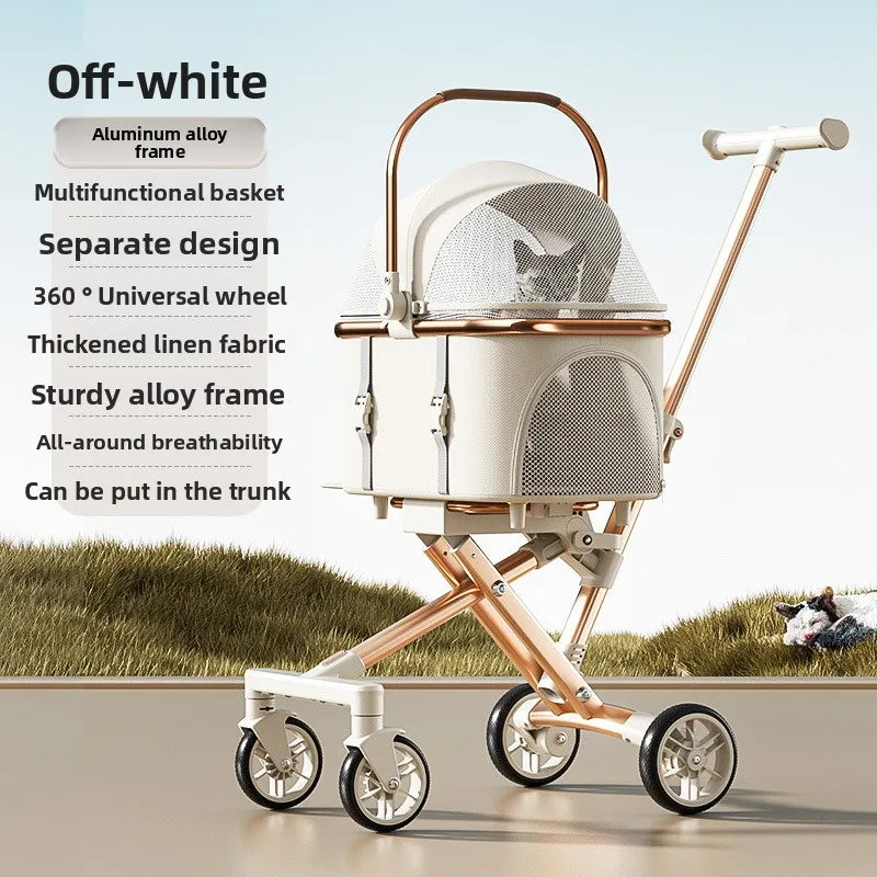 3-in-1 Pet Stroller for 20LBS Dogs Cats with Detachable Carrier Foldable Pet Travel Carrier for Car Seat Hand
