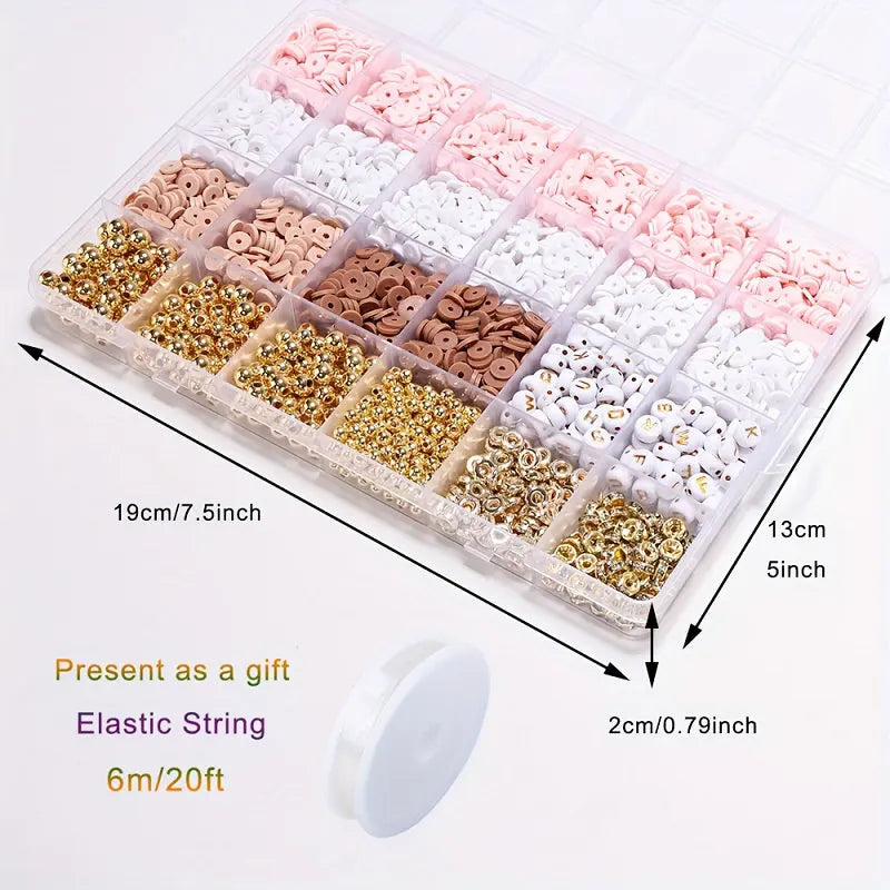 Clay Bead Bracelet-Making Kit with Golden Letter Beads