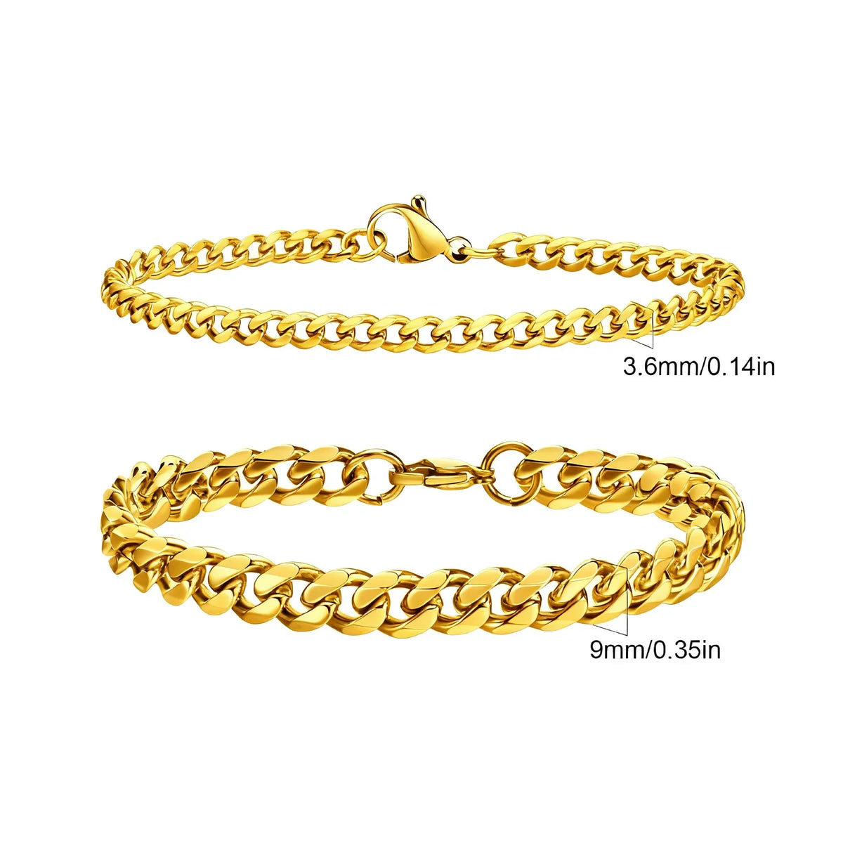 Men's Two-Piece Stainless Steel Chain Bracelet Set