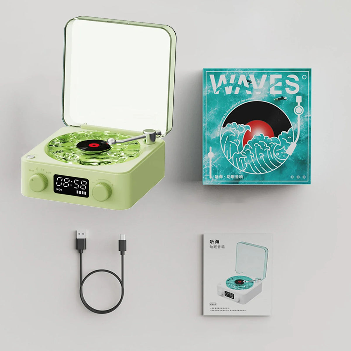 Record Player-Style Bluetooth Speaker with Ambient Lights