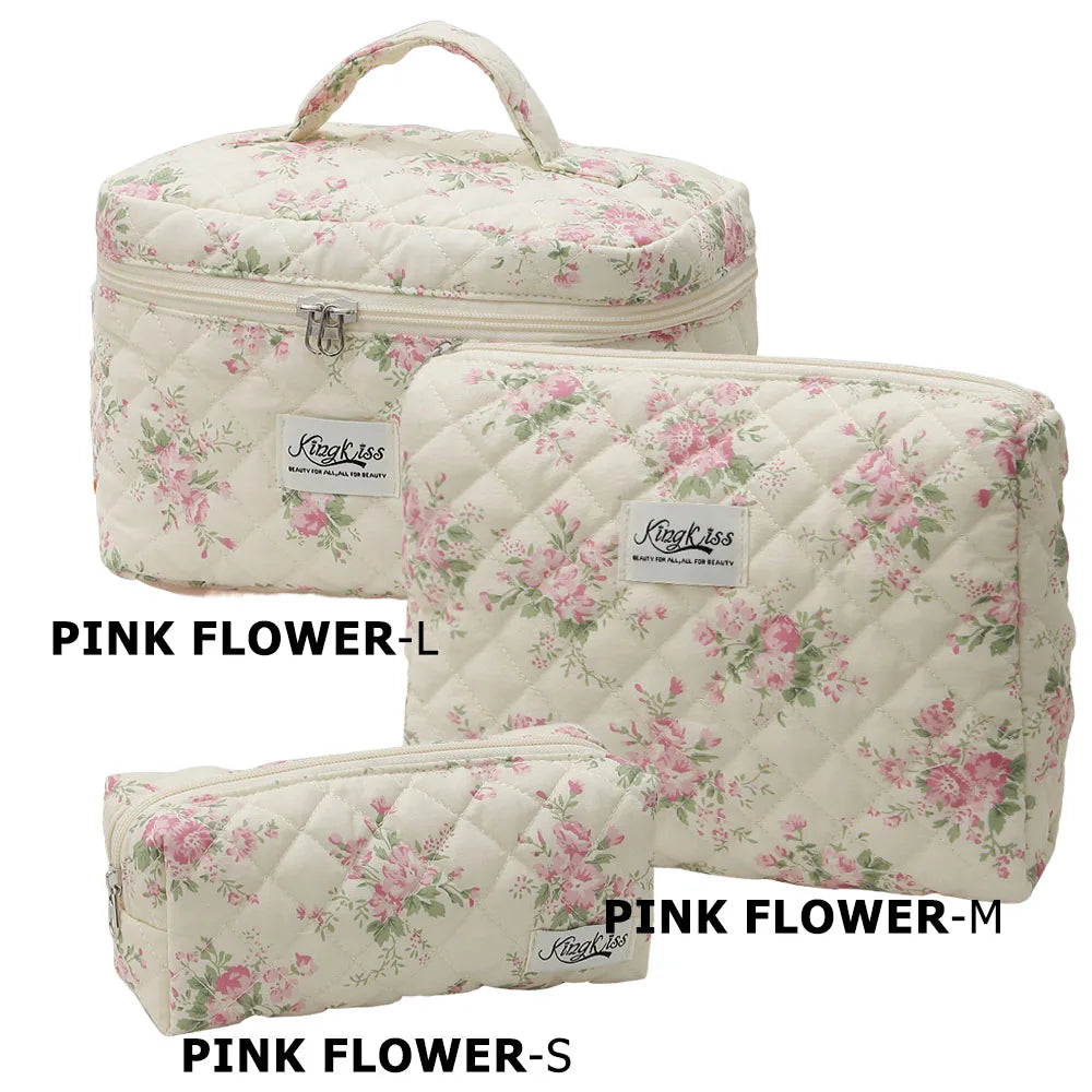 Quilted Cotton Makeup Bag