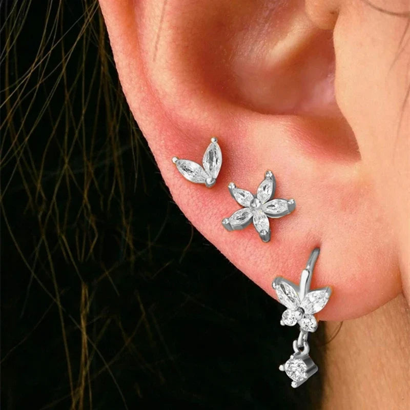 Three-Piece Stainless Steel Hoop & Stud Earring Set