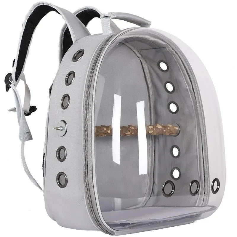 Bird Travel Carrier Cage Clear Backpack to Carry Parakeet Cockatiel Parrot with Metal Tray Wood Perch parrot