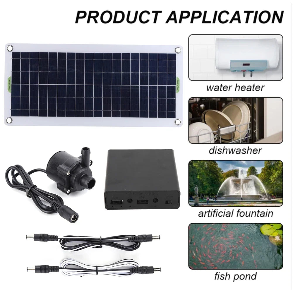 12V Low-Noise Solar Waterfall & Fountain Pump Kit