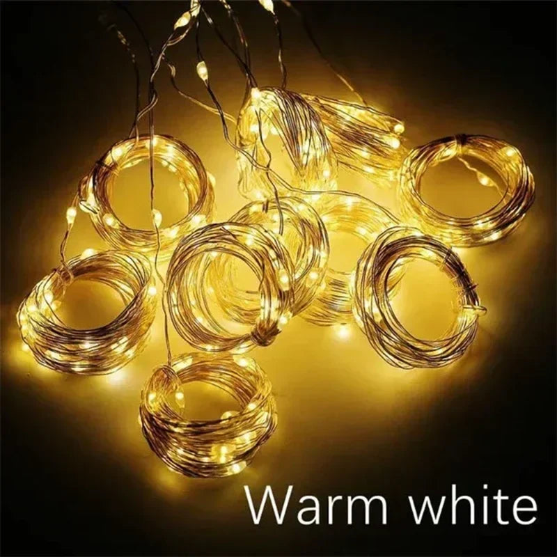 USB LED Curtain Fairy String Lights — 3 m, 8 Modes