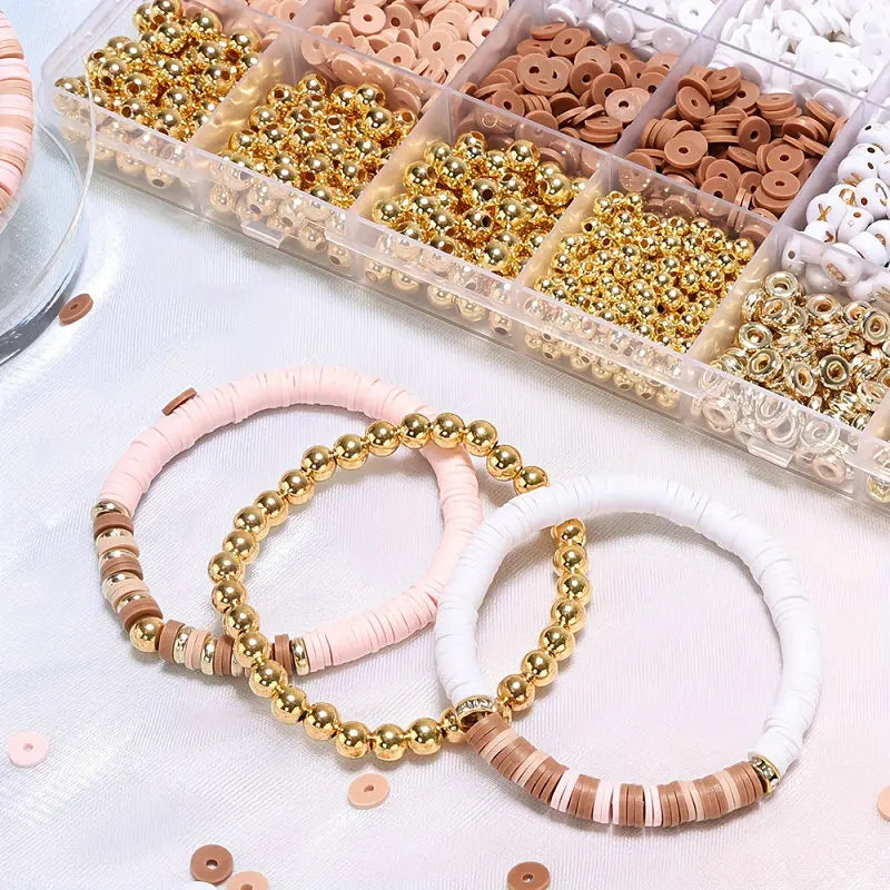 Clay Bead Bracelet-Making Kit with Golden Letter Beads