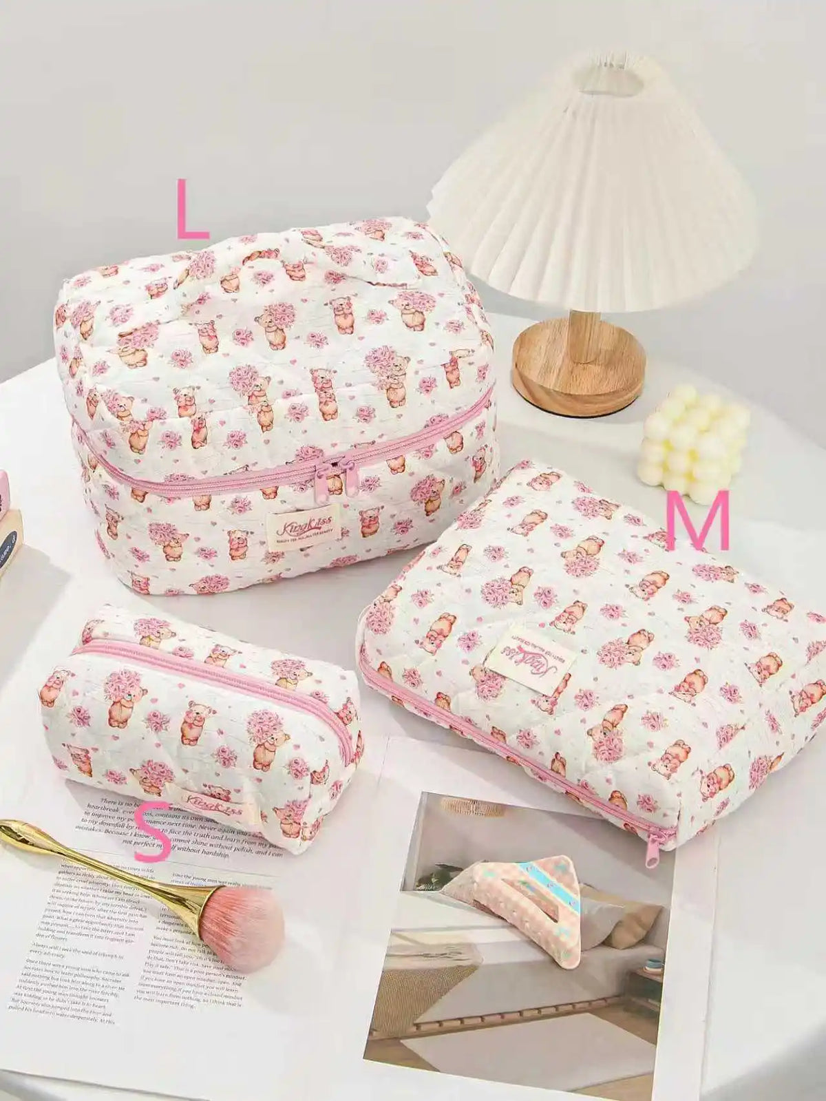 Quilted Cotton Makeup Bag