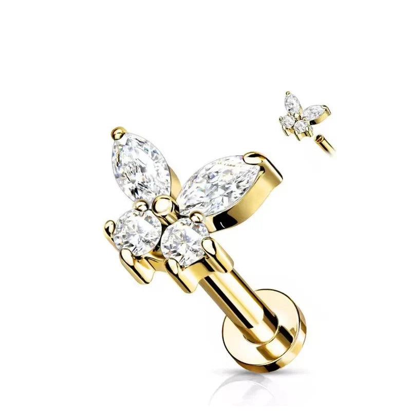 Three-Piece Floral Cartilage Earring Set