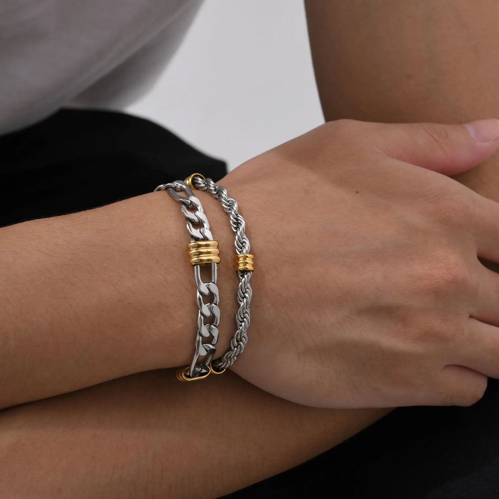 Men's Stainless Steel Rope-Style Chain Bracelet