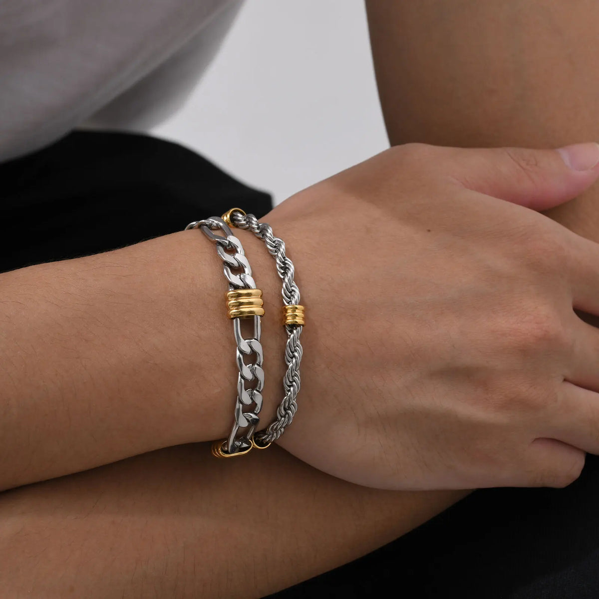 Men's Stainless Steel Rope-Style Chain Bracelet