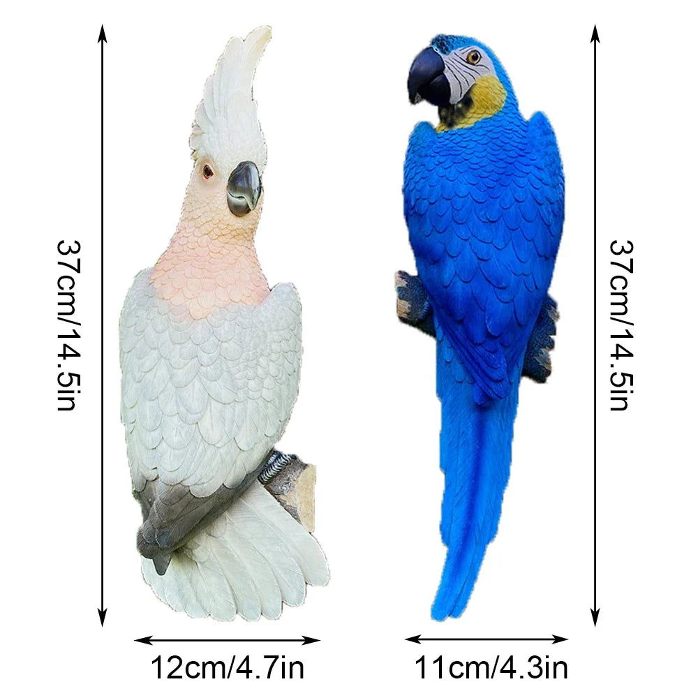 Wall-Mounted Resin Parrot Garden Statue