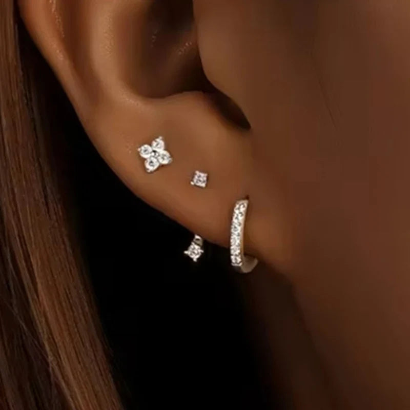 Three-Piece Floral Cartilage Earring Set