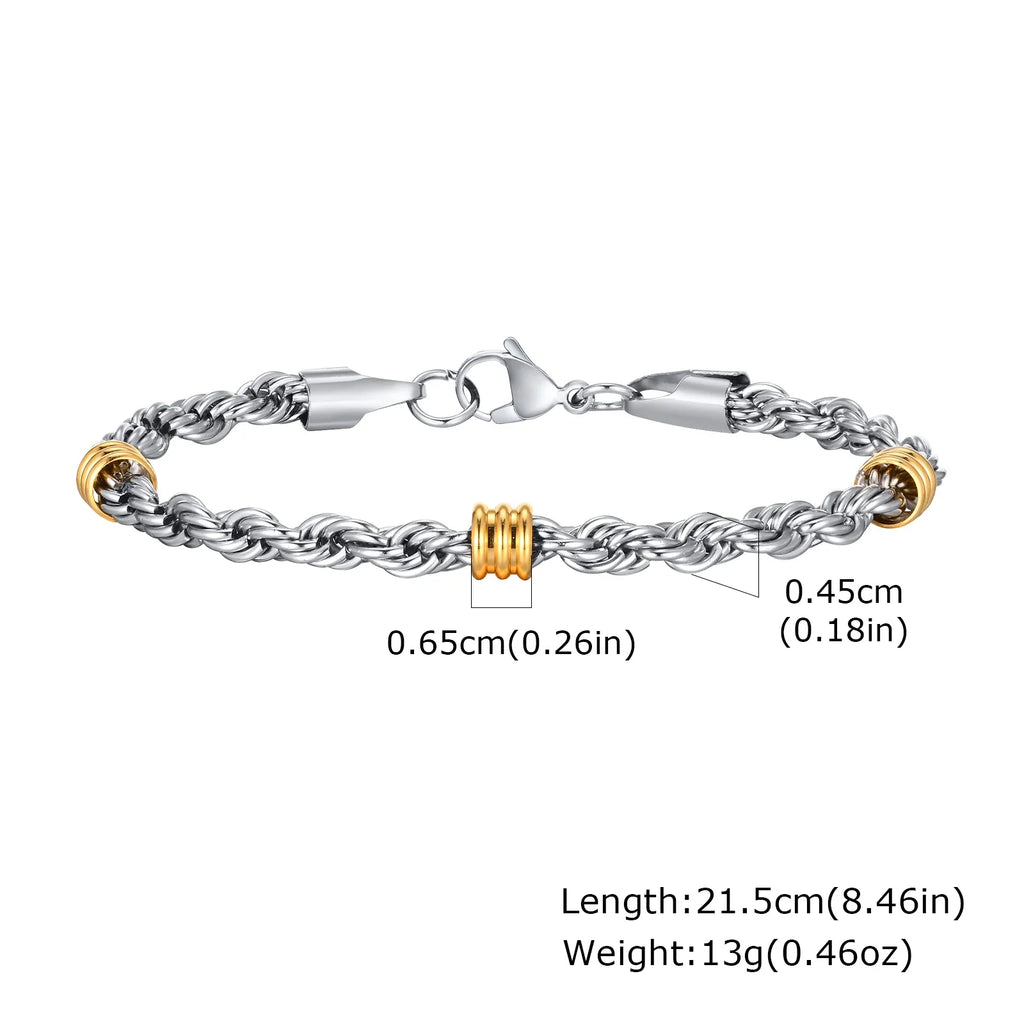 Men's Stainless Steel Rope-Style Chain Bracelet
