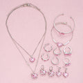 14-Piece Pink Crystal Heart Jewelry Set