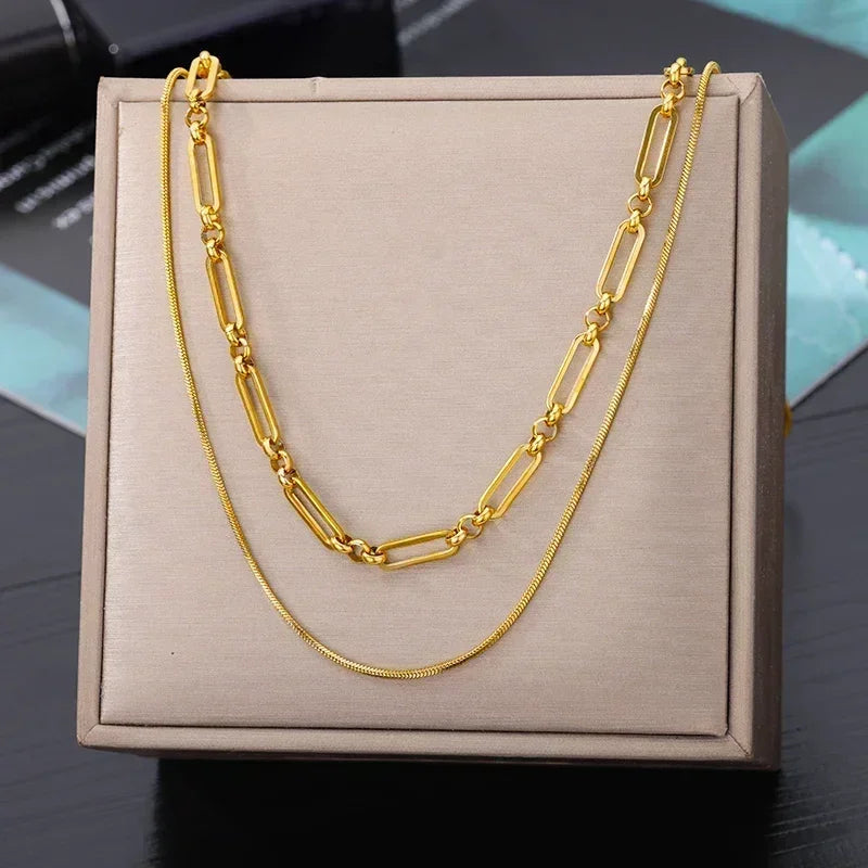 316L Stainless Steel Layered Heart Necklace
