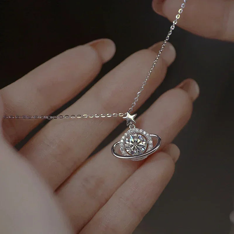 925 Sterling Silver Planet Pendant Necklace