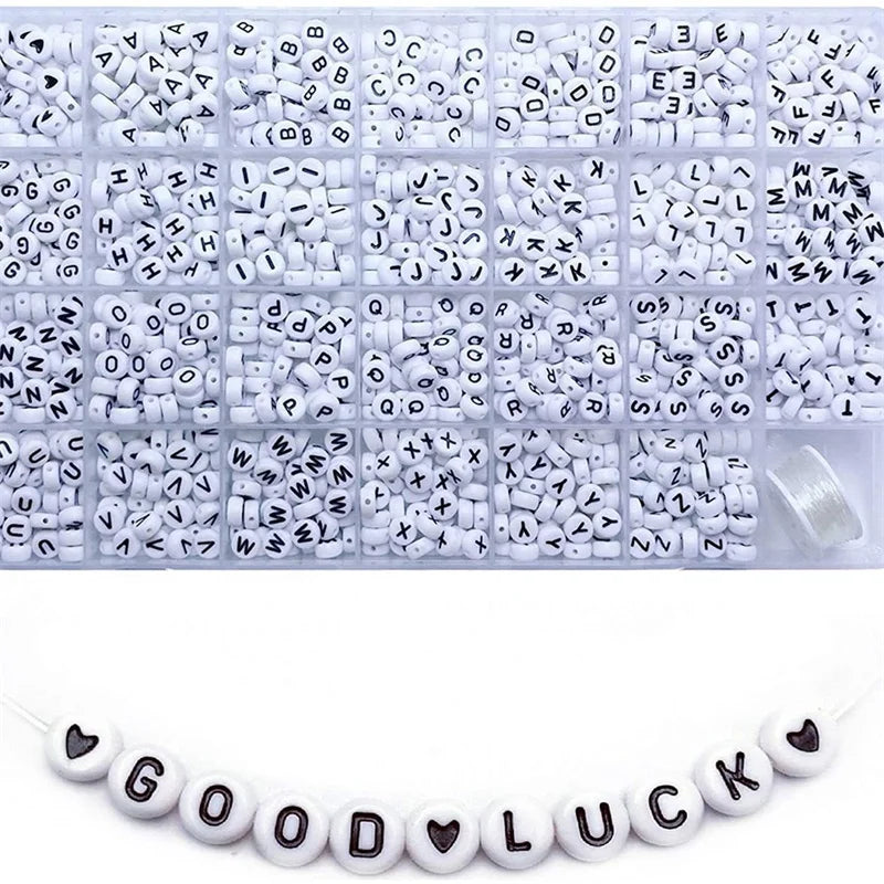 Alphabet Letter Bead Kit with Stretch Cords, 1,400 Pieces