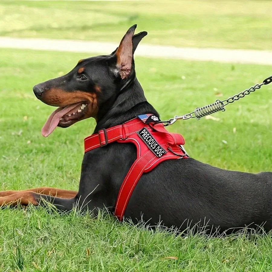 Service Dog Harness & Leash Set with 1pc Folding Bowl Reflective Adjustable Dog Vest Harness Soft Oxford Pet