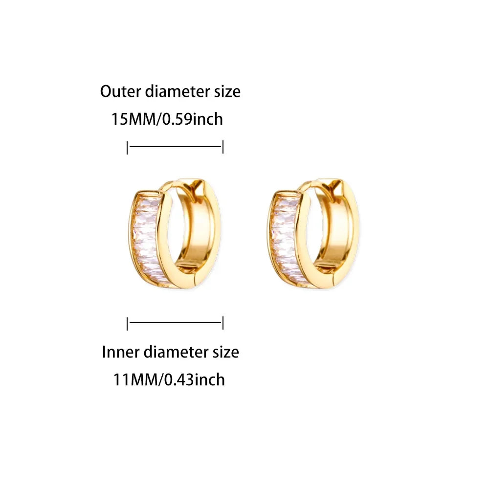 Gold-Tone Stainless Steel Cubic Zirconia Hoop Earrings
