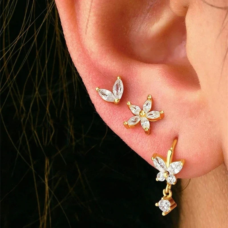 Three-Piece Stainless Steel Hoop & Stud Earring Set