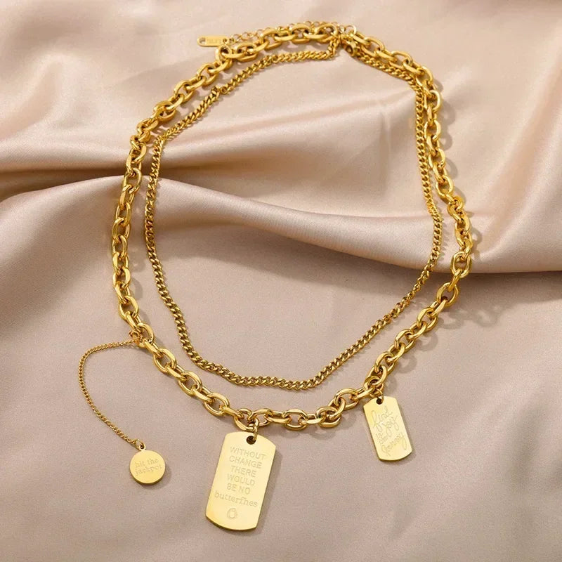 316L Stainless Steel Layered Heart Necklace
