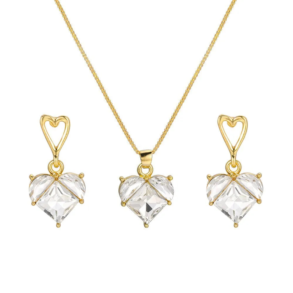 Three-Piece Pearl-Look Heart Jewelry Set