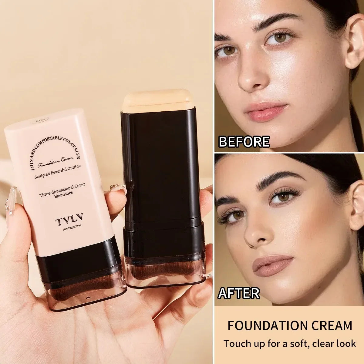 TVLV Velvet Moist Foundation Stick with Brush