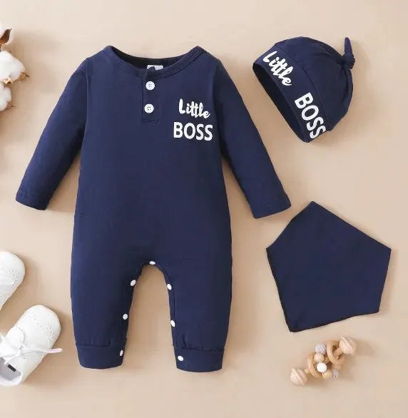 Baby Letter Print Long-Sleeve Romper