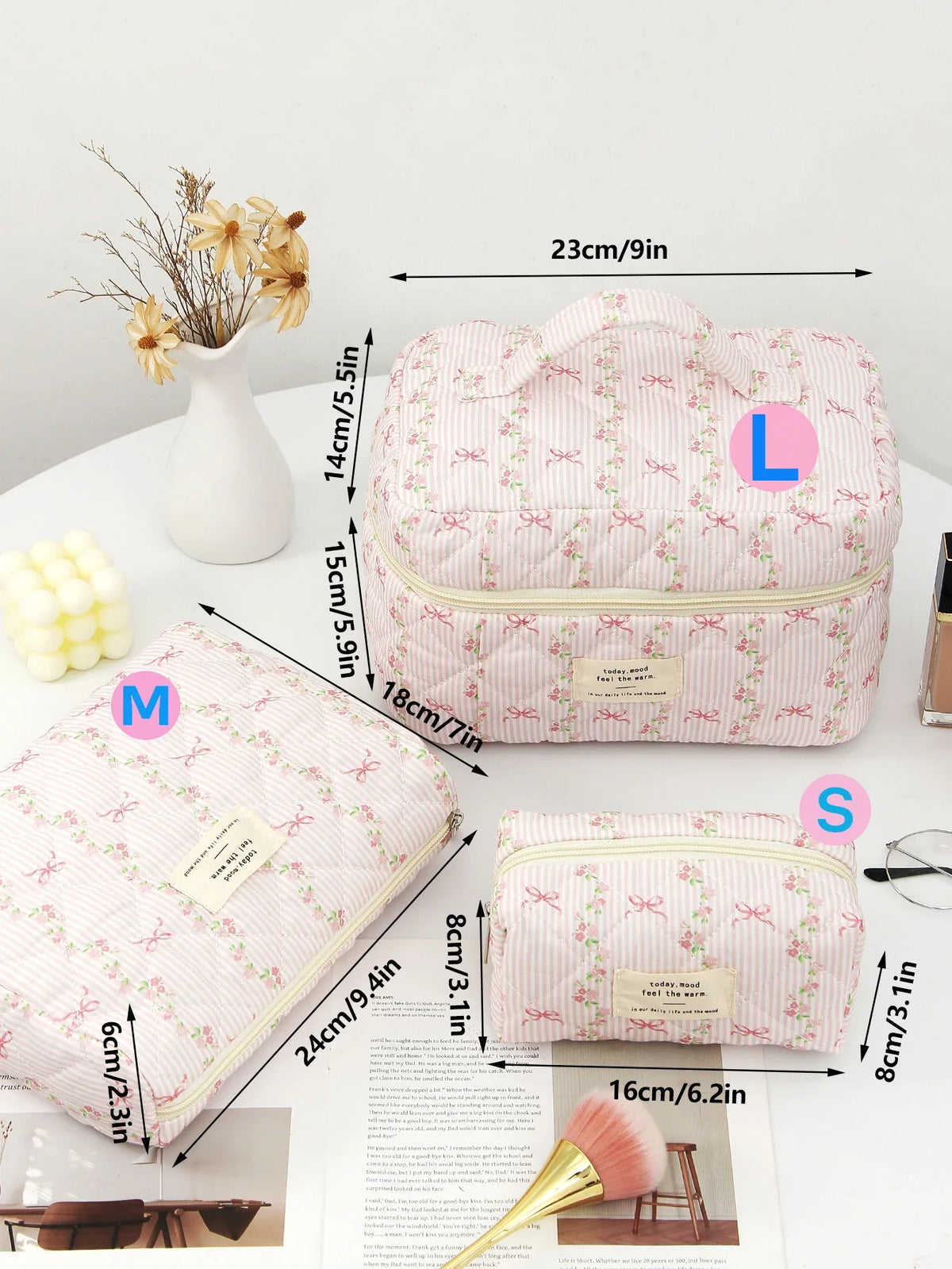 Quilted Cotton Makeup Bag