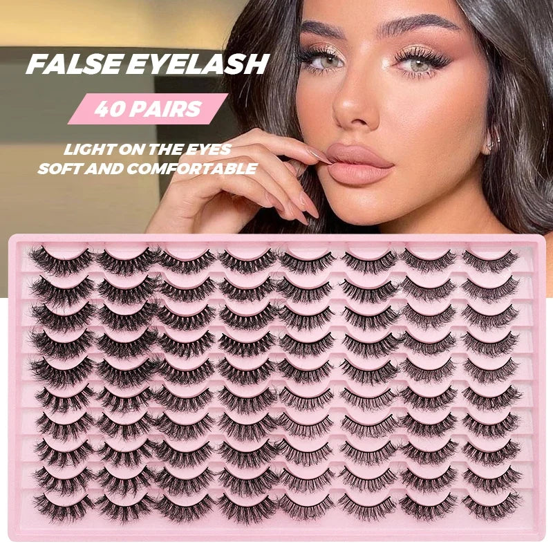 DINGSEN Faux-Mink Strip Lashes, 40 Pairs