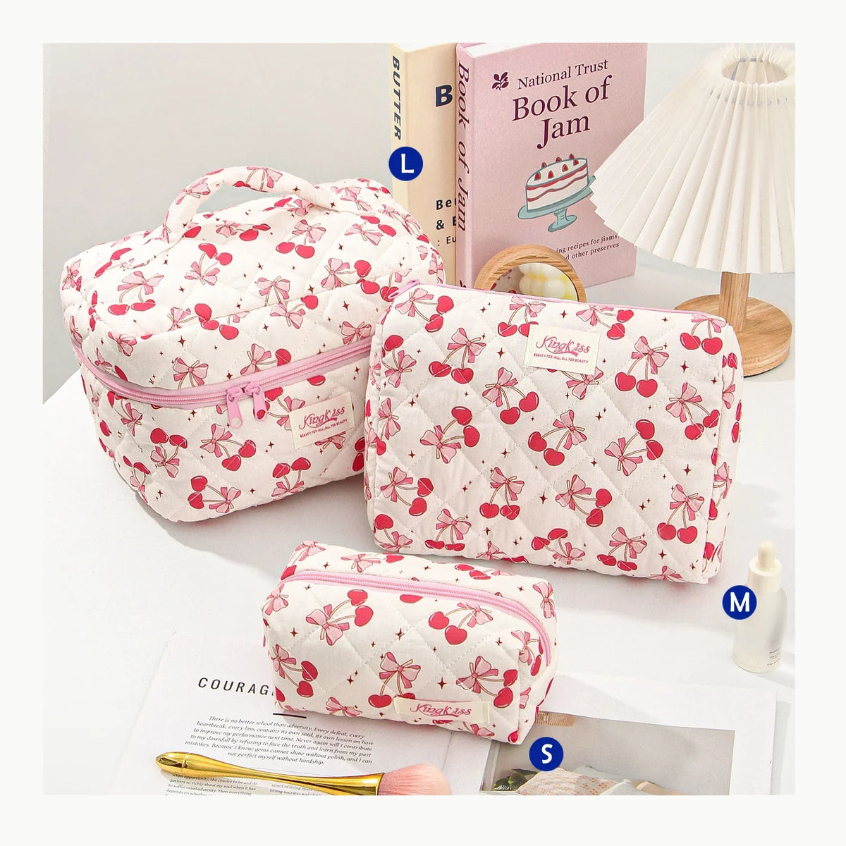 Quilted Cotton Makeup Bag